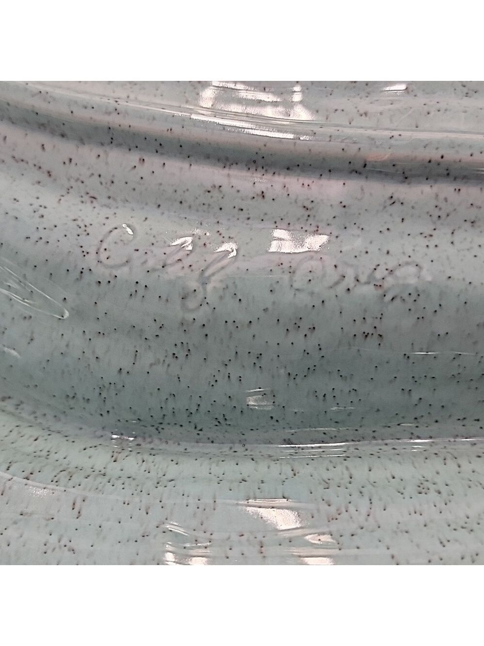 Mid Century Modern California Pottery Turquoise & Gold Leaf Divided Relish Tray - Picture 6 of 11